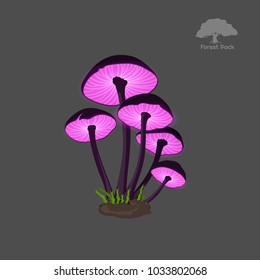 Icon of purple fantasy mushroom. Game asset. Magic sprite object. Alchemy item. GUI elements. Vector illustration
