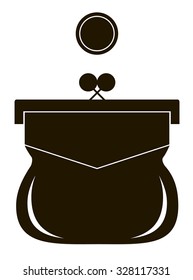 Icon purse with coins.  Vector image  EPS10.