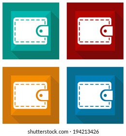 icon purse with shadow different colors. Vector illustrations