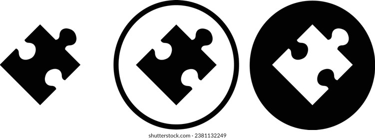 icon puzzle black outline for web site design 
and mobile dark mode apps 
Vector illustration on a white background