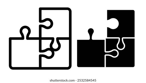 Icon of puzzle pieces fitting together, symbolizing problem solving, teamwork, or strategy.