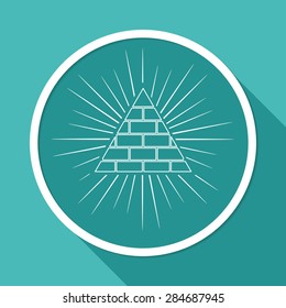 Icon Pyramid on white circle with a long shadow