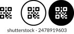 icon QR Code black outline for web site design 
and mobile dark mode apps 
Vector illustration on a white background