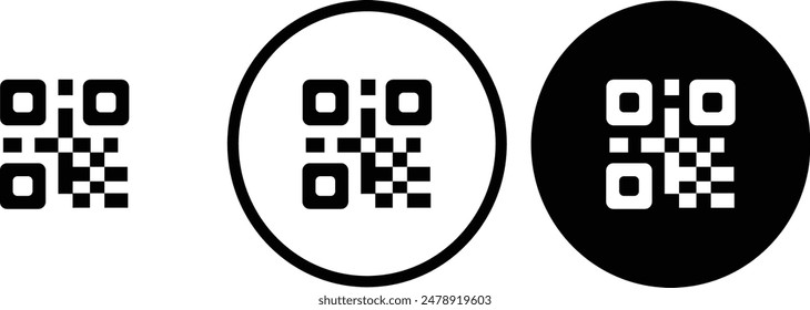 icon QR Code black outline for web site design 
and mobile dark mode apps 
Vector illustration on a white background