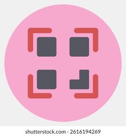 Icon qr code scan. Cashless society elements. Icon in color mate style.