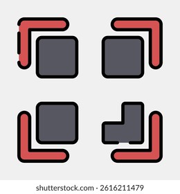 Icon qr code scan. Cashless society elements. Icon in filled line style.