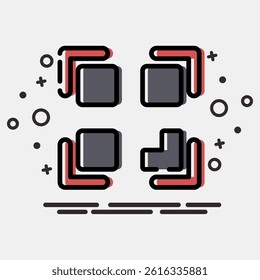 Icon qr code scan. Cashless society elements. Icon in MBE style.
