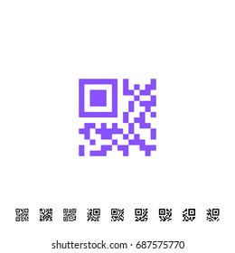 Icon for QR scanning application. Vector simplified QR code sample for smartphone scanning. Vector illustration.