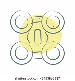 Icono Quad Copter. relacionado con el símbolo Drone. Estilo de mancha de color. ilustración de diseño simple