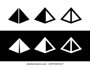 Icon quadrangular pyramid. Symbol of stability and reliability. Egyptian pyramid. Geometric figure.