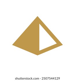 Icon quadrangular pyramid. Symbol of stability and reliability. Egyptian pyramid. Geometric figure.