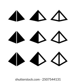 Icon quadrangular pyramid. Symbol of stability and reliability. Egyptian pyramid. Geometric figure.