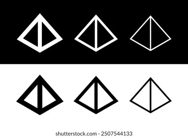 Icono de pirámide cuadrangular. Símbolo de estabilidad y fiabilidad. Pirámide egipcia. Figura geométrica.