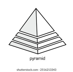 Ícone da pirâmide quadrangular. Símbolo de estabilidade e confiabilidade. Design plano. Figura geométrica. Ilustração vetorial