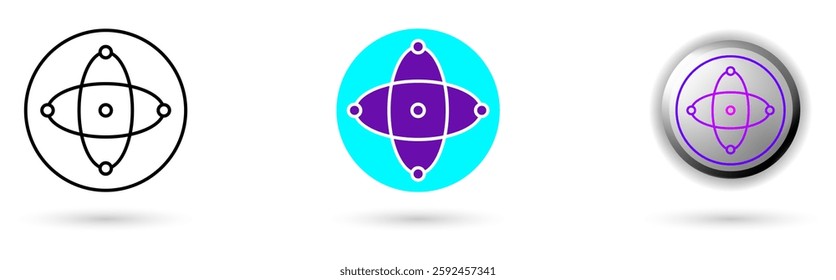 icon of Quantum Entanglement and technological innovation. Various styles such as outline, solid, and glossy effects, ideal for AI startups, science research, and quantum computing development.