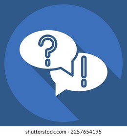 Icon Frage und Antwort. mit Bildungs-Symbol in Zusammenhang stehen. langer Schattenstil. einfaches Design bearbeitbar. einfache Abbildung