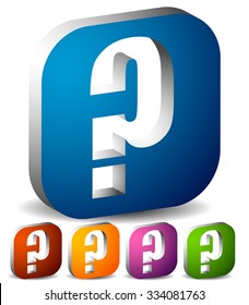 Icon with question mark in 5 color. Questions, support, quiz icon.