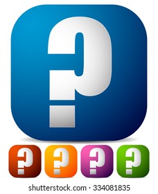 Icon with question mark in 5 color. Questions, support, quiz icon.