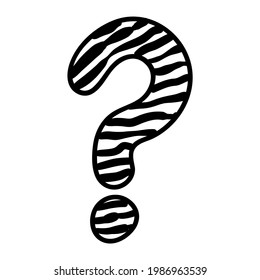Icono con un signo de interrogación y un patrón de cebra. Ilustración vectorial.