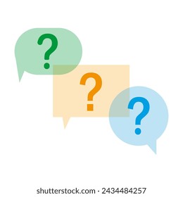 Icon question marks. Speech bubbles for inquiry. Multicolor FAQ concept. Vector illustration. EPS 10.