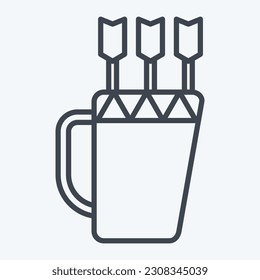 Icon Quiver. related to American Indigenous symbol. line style. simple design editable