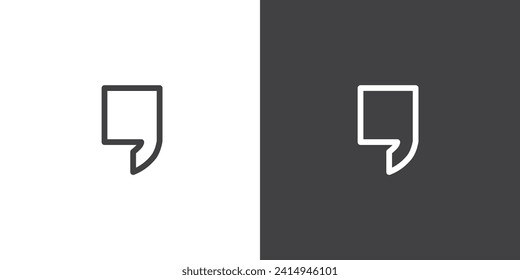 Icon quotes in line style, Quote marks icon vector symbol.