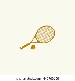 Icon racket with the ball for tennis.