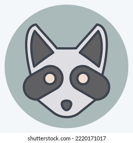 Icon Racoon. related to Animal Head symbol. color mate style. simple design editable. simple illustration. cute. education