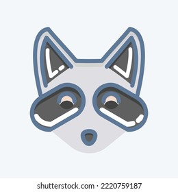 Icon Racoon. related to Animal Head symbol. doodle style. simple design editable. simple illustration. cute. education