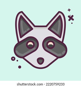 Icon Racoon. related to Animal Head symbol. MBE style. simple design editable. simple illustration. cute. education