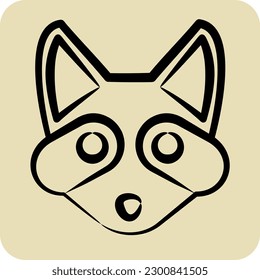 Icon Racoon. related to Animal Head symbol. hand drawn style. simple design editable. simple illustration. cute. education