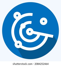 Radar de icono - Estilo de sombra larga, ilustración simple, trazo editable, vector de plantilla de diseño, bueno para impresiones, carteles, anuncios, anuncios, gráficos de información, etc.