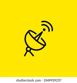 Icon of radar satellite. Dish, technology, connection. Telecommunication concept. Can be used for topics like wireless technology, global connection, broadcasting.