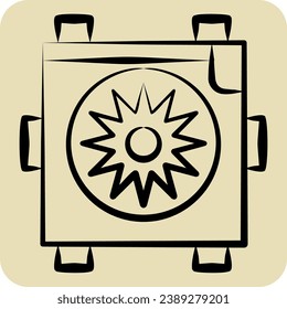 Icon Radiator Fan. related to Car Parts symbol. hand drawn style. simple design editable. simple illustration