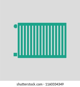 Icon of Radiator. Gray background with green. Vector illustration.