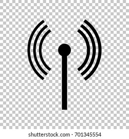 Icon radio antenna. Vector. Flat style black icon on transparent back.