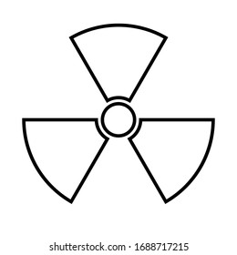 Icon of radioactivity. Radioactive material, danger or risk. Simple flat design isolated on white background. Stock illustration, empty outline