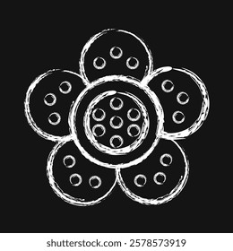 Icon rafflesia. Beautiful flowers elements. Icon in chalk style.