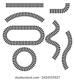 Icon railroad tracks. Various railway lines. Transport path network. Vector illustration. EPS 10.