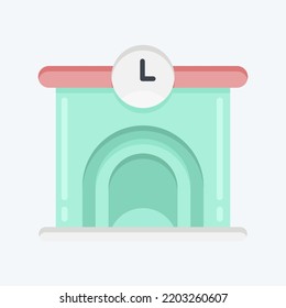 Icon Railway Station. suitable for education symbol. flat style. simple design editable. design template vector. simple illustration