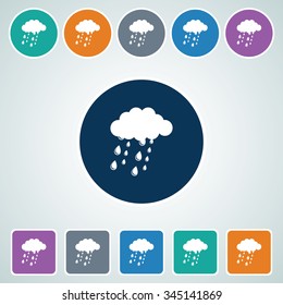 Icon of Rain & Cloud in Multi Color Circle & Square Shape. Eps-10.