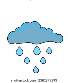 icon of rain falling from clouds. images and vectors of blue color rain and dark blue clouds