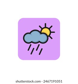 Icono de la lluvia y el sol. Humedad, precipitación, llovizna. Concepto de Clima. Puede ser utilizado para temas como pronóstico, meteorología, clima