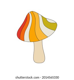 Icon of a rainbow mushroom in a linear style. Vector illustration of a mushroom isolated on a white background