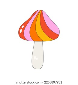 Icon of a rainbow mushroom in a linear style. Vector illustration of a mushroom isolated on a white background