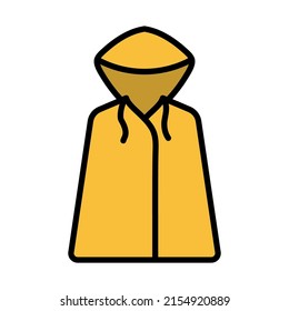 Icon Of Raincoat. Editable Bold Outline With Color Fill Design. Vector Illustration.