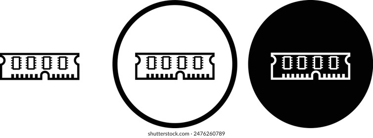 Icon RAM Schwarz Umriss für Website Design 
und mobile App im Dunkelmodus 
Vektorillustration auf weißem Hintergrund 