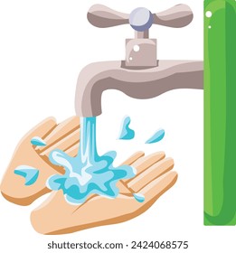 Icon of Ramadan Kareem, Eidul Fitr for Moslem celebrate. Soap clip art washing hand. Sense of touch. Hands human washing with water. Pair of hands washing clip art.