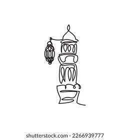 Icon Ramadan Line. Eid Line Icon Symbol. Simple line drawing of Minaret and traditional lantern.
Vector illustration of Minaret and lantern for icon, symbol, logo ramadan, eid, hajj, umrah.