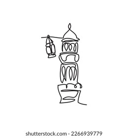 Icon Ramadan Line. Eid Line Icon Symbol. Simple line drawing of Minaret and traditional lantern.
Vector illustration of Minaret and lantern for icon, symbol, logo ramadan, eid, hajj, umrah.